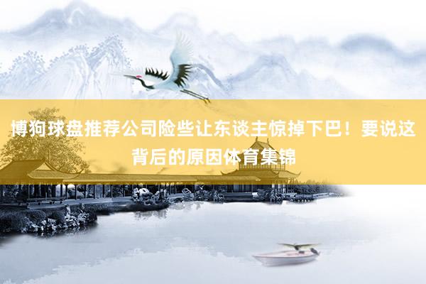 博狗球盘推荐公司险些让东谈主惊掉下巴！要说这背后的原因体育集锦