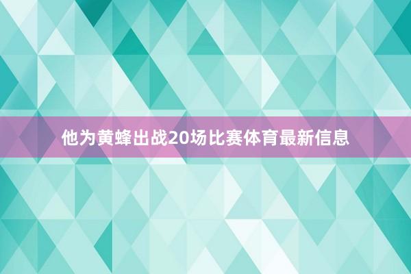 他为黄蜂出战20场比赛体育最新信息